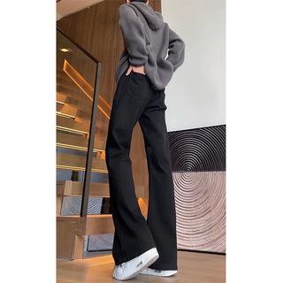 7 excellent products black bootcut jeans for men in autumn and winter american high street scimitar straight slim fit plus velvet long pants for men hc-2003 black regular l