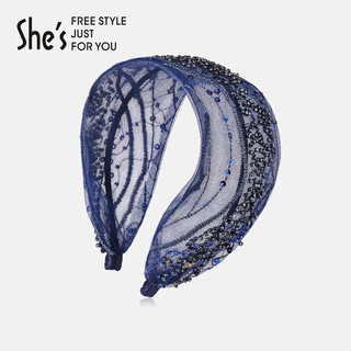 She s qianzi foggy night light handmade beaded mesh wide hair hoop fashionable headband birthday gift for girlfriend