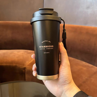 星巴克杯子礼品定制水杯双饮口保温杯吸管杯咖啡杯伴手礼新年礼物 520ml黑金徽标