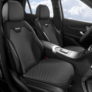 Chuangjingyi selected car ventilated ice silk seat cushion, universal seat cushion for all seasons, single piece summer seat cooling cushion, half-packed seat cover car cushion, classic black, front row two seats, ice-cooling c