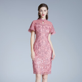 Deshuoxi mother high-end wedding dress new style middle-aged fashion mother-in-law mother-in-law cocktail dress dress to marry daughter to wear lotus root powder m