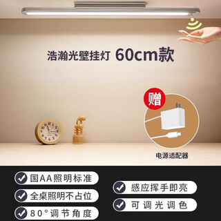 美的美的护眼灯壁挂式台灯儿童写字阅读书桌长条磁吸顶学习专用全光谱 【60cm插电款】AA护眼+手势感应