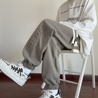 Gangti bay american-style pants men's autumn new trendy brand loose sports pants steel-printed casual pants leggings for students and teenagers gray xl -115-135jin jin is equal to 0.5 kg