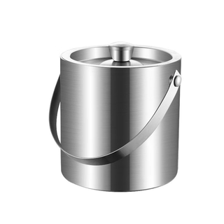 Yanxing (yanxing) 304 stainless steel ice bucket high-end double-layer thermal insulation and cold insulation with lid bar ktv commercial champagne beer red wine silver 304 stainless steel double-layer ice bucket 1.6l delivery clip