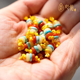 Xinyou traffic light southern red beeswax turquoise spacer passion seed star and moon bodhi bracelet separator beads and toy bead accessories rounded classic traffic light spacer 5mm (beeswax + turquoise + nanhong)