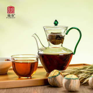 Fulong xiaoqinggan teapot pu'er green teapot high borosilicate glass hand-held teapot household fair cup 200ml qingtan teapot dark green