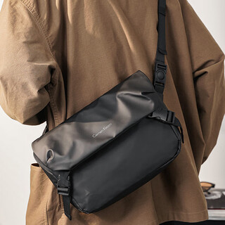 Lugeli messenger bag men's trendy single shoulder bag casual sports bag simple work bag large capacity student satchel crossbody messenger bag black