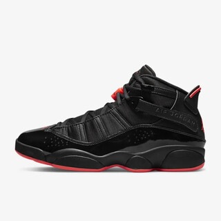 Aj jordan (nike air jordan) jordan 6 rings joe 6 lightweight cushioning breathable and wear-resistant 22 years new men's practical basketball shoes black and red 322992-066 standard 42/us8.5