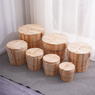 Enshou steamed rice wooden barrel commercial hotel large and small wooden steamer household glutinous rice barrel rice ball sushi 21cm 1-3 people wooden barrel + handle lid 21cm