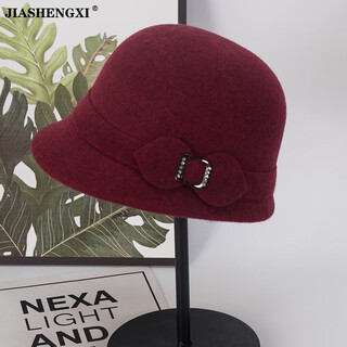 Jiashengxi hats for middle-aged and elderly women, mothers, autumn and winter warm fisherman hats, women's high-end wool thickened hats, old ladies basin hats, burgundy