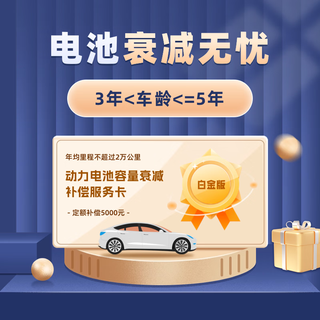 The new energy vehicle power battery attenuation compensation service is applicable to all platinum versions of electric vehicles. cars that are 3-5 years old will be compensated if they decay below 75%.