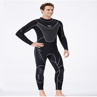 New 3mm wetsuit men's wet one-piece warm snorkeling suit long-sleeved cold-proof surfing winter swimsuit ws-19495 black m