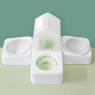 Nervous cat cat bowl ceramic double bowl food bowl cat drinking bowl dog bowl protects cervical vertebra automatic drinking pet supplies anti-tip wakakusa green ceramic three bowl anti-tip, does not wet mouth, universal for cats and dogs