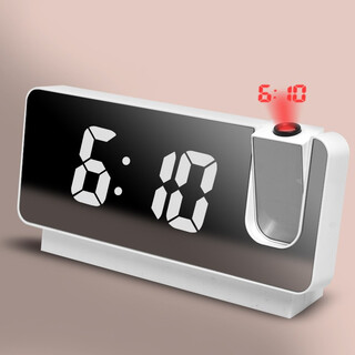 Ariman modern simple projection alarm clock led large screen electronic clock usb plug-in digital bedroom bedside luminous clock white 2282-plug-in model