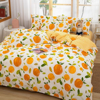 He jiagong's pure cotton fabric for quilt covers, pure cotton twill fabric, pure cotton baby cotton fabric processing, custom-made bed sheets and quilts, xixiangshi orange - 1 meter price