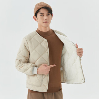 Mopiao cotton-padded jacket for men with velvet bottoming, small cotton-padded jacket with down cotton lining and lambswool warm jacket, large size with cotton lining, beige m 90-120jin jin is equal to 0.5 kg