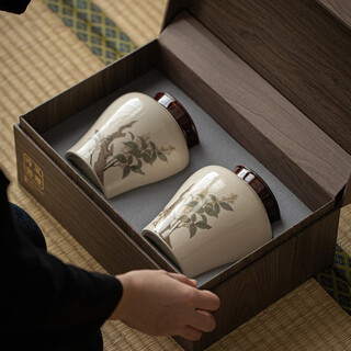 Boyei (bw) antique ceramic tea cans large cans household sealed moisture-proof tea cans gift box packaging elegant season 2 gift boxes