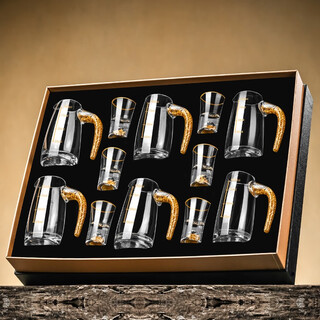 Cristalglass high-end white wine glass set household gold foil wine dispenser gift box one-cup light luxury chinese crystal glass wine set gold foil cup 15ml 6 pieces + gold foil 100ml 6 pieces