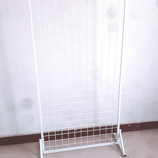 Vertical mesh floor-standing display rack mobile double-sided wire mesh folding rack exhibition kindergarten work display white 120*80 free 20 hooks
