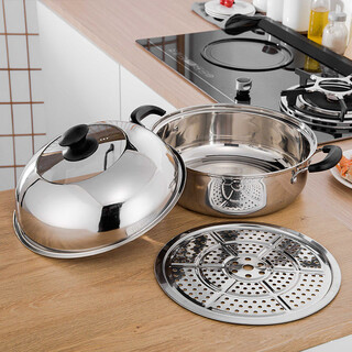 Qvip steam hot pot 40 stainless steel steamer single-layer household soup pot cooking pot sauna pot commercial induction cooker