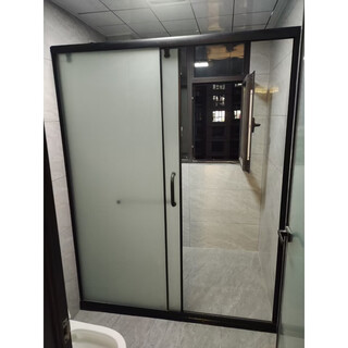 Yichen custom-made shower room dry and wet separation bathroom space aluminum partition straight sliding door bathroom tempered glass frosted glass + 10 yuan / square