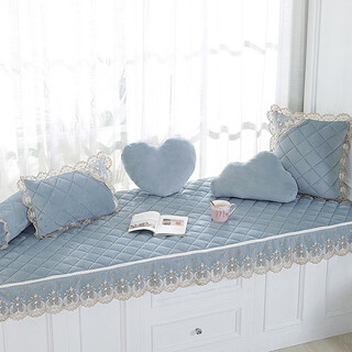 Xizi yarn master bedroom bay window mat window sill mat universal for all seasons custom-made high-end bay window cushion blanket bedroom balcony mat washable language grid-blue (upgraded version) customized contact customer service