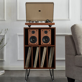 Arkrocket cassini casini retro bluetooth vinyl record player professional-grade lp film gramophone split type with audio moving magnetic needle machine birthday gift ornament walnut color cassini + setio cabinet walnut color