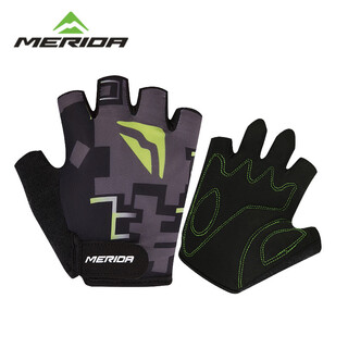 Merida merida bicycle summer cycling gloves mountain bike half finger shock absorbing gloves cycling road cycling equipment black green l