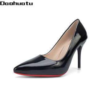 Daohuatu 45 large size men's shoes 20 autumn new pointed toe stiletto sexy women's high heels cross-dressing transvestite 43 black 10cm 43