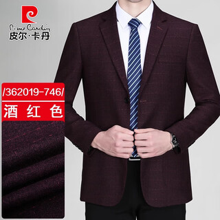 Pierre cardin (Пьер Карден) мужской пиджак весна-осень новый стиль для среднего и пожилого возраста одиночный костюм деловой повседневный костюм верхняя одежда для папы универсальная и модная /362019-746/ - Бордовый 170/48