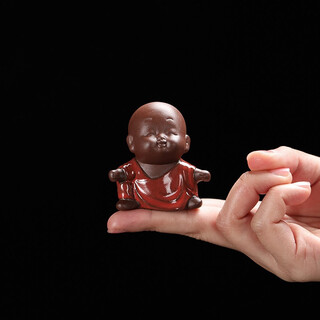 Yuxuan fingertip purple clay tea pet ornament little monk can raise piano, chess, calligraphy and painting flower pot fish tank ornament tea play tea art kiln transformation small tea pet - the six lucky treasures