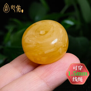 Xinyou natural beeswax pier with drum beads, single bead pancake bucket beads, small diamond separator beads, monkey head bracelet with beads and cultural toy accessories, medium thick beeswax pier, 12mm, with certificate