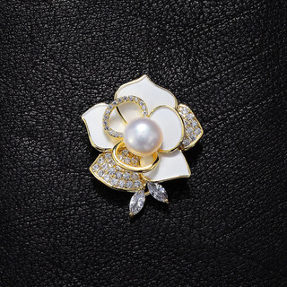 Quamer craft camellia brooch feminine pearl corsage versatile small fragrance style sweater outerwear white one