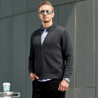 Dragon tooth hidden merino wool cardigan sweater men's autumn and winter versatile and comfortable outerwear jacket battleship gray xs (165/88a)