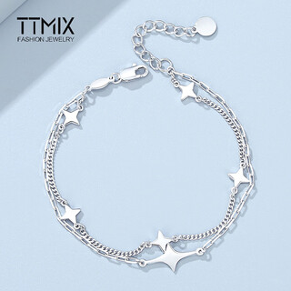 Ttmix shining star platinum bracelet double layer pt950 platinum fashionable temperament women's bracelet 5.7-5.9g 16+3cm