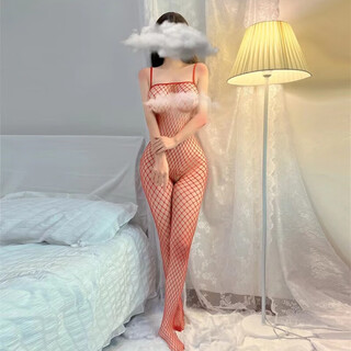 Ting'er full-body fishnet stockings one-piece sexy stockings black stockings white super sexy open file no-take-off women's stockings tempting red pink red one size (80-150jin jin equals 0.5 kg) confidential delivery