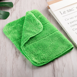 Ren ying seven-color cleaning rags for household cleaning, absorbent water, not easy to shed lint, thickened towels for wiping glass bamboo fiber dishcloths, 5 green coral velvet rags