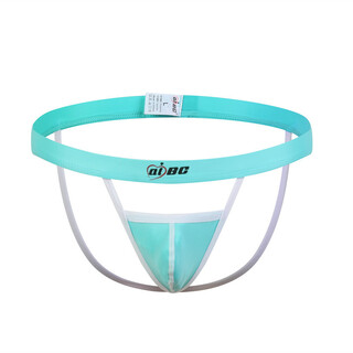 Please confidential delivery men's underwear sexy double thong ice silk low waist thin section hollow buttocks sex sky blue m