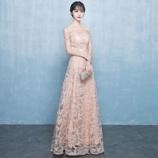 Seidler banquet evening dress for women 2025 new long one-shoulder annual meeting host temperament bridesmaid small dress dress champagne m