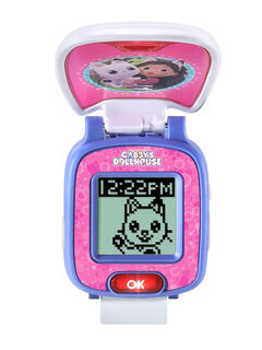 Vtech children's smart watch gabby's dollhouse panda claw theme 10 types of digital dial stopwatch alarm clock 4 educational games mathematical shape recognition 3 years old +