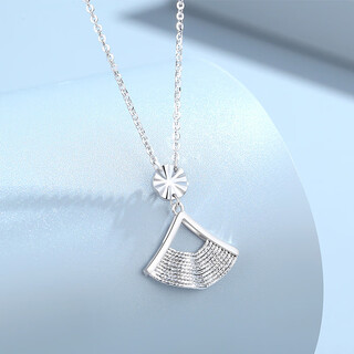 Ttmix platinum pt950 skirt pendant elegant small fan necklace platinum clavicle chain for girlfriend 4.1-4.3g