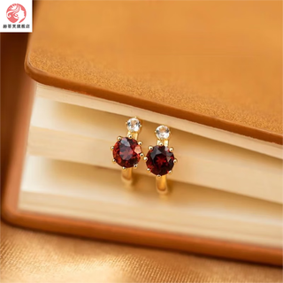 Domen old phoenix gold store blue topaz aquamarine plated 18k gold planet earrings earrings retro pomegranate ruby pomegranate red (gold)