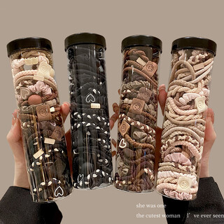 Hair rope for women, high elasticity and durable rubber band, simple temperament, high ponytail hair rope for tying hair, high-looking hair tie for adults, random 40 pieces, free storage jar