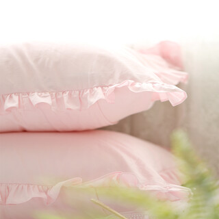 Love garden ins simple princess ruffle pillowcase summer girly heart pillowcase one pair single single lotus pink ruffle pillowcase pair 48cmx74cm