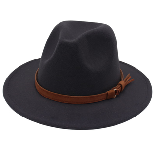 Oppenheimer hat fedora fedora hat men's and women's british style jazz hat big brim retro gentleman top hat dark gray l59-62cm
