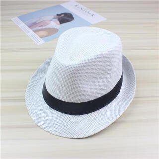 Kamilong new straw hat men's sun hat british retro jazz hat gentleman hat anti-snatch straw hat women's versatile ribbon hat - white