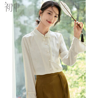 Chushen new chinese style long-sleeved shirt for women new year's eve party wear oriental simple luxury style pearl button shirt s143c5003