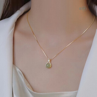 Ji yu youfu bag necklace women's new transfer light luxury birthday gift niche temperament high-end antique pendant titanium steel clavicle chain lucky bag necklace