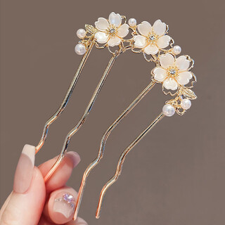 Zuoou rhinestone pearl flower hairpin women's u-shaped hairpin ball head hair artifact four-tooth hair comb hairpin u-shaped clip rhinestone flower comb hairpin