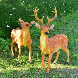 Yi mingyuan courtyard outdoor garden forest animal landscape decoration resin fiberglass simulated sika deer sculpture ornaments combination one (two pieces)